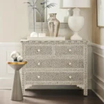 Bone Inlay Chest 4 Drawer Geometric Black