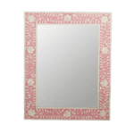 Bone Inlay Floral Rectangle Mirror - Pink