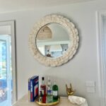 Bone Inlay Round Mirror – Scalloped Cream1