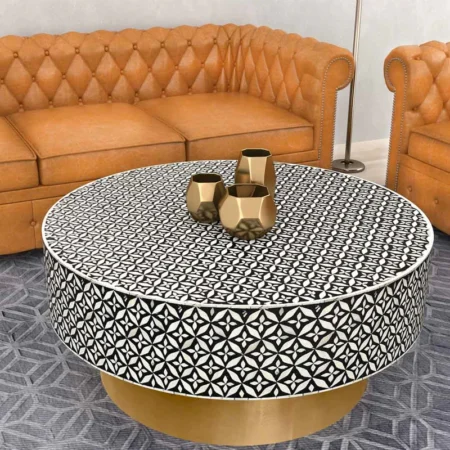cats eye pattern gray bone inlay coffee table