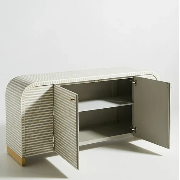 waterfall strip pattern grey bone inlay dressers