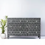 check pattern bone inlay black dresser
