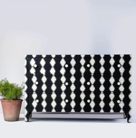 trikon chest of drawers black bone inlay dresser