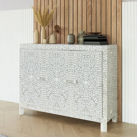floral pattern green bone inlay dresser