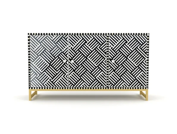 geometric pattern bone inlay black dresser