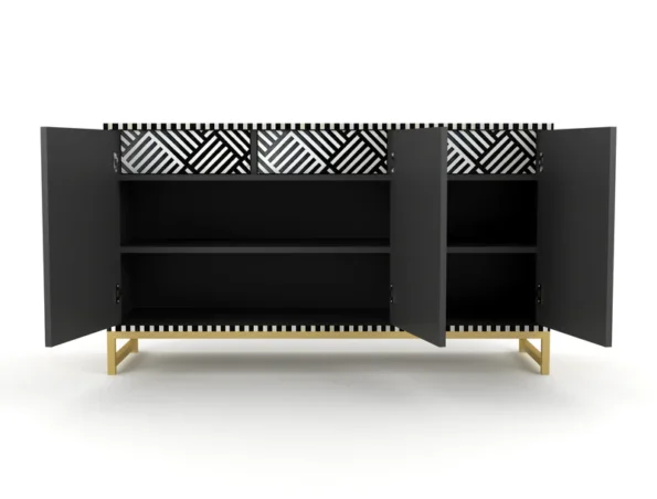 geometric pattern bone inlay black dresser