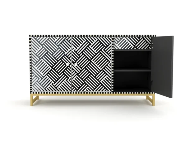 geometric pattern bone inlay black dresser