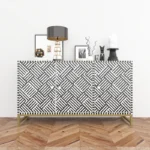 geometric pattern bone inlay black dresser