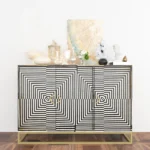 triangle pattern geometric black bone inlay black dresser