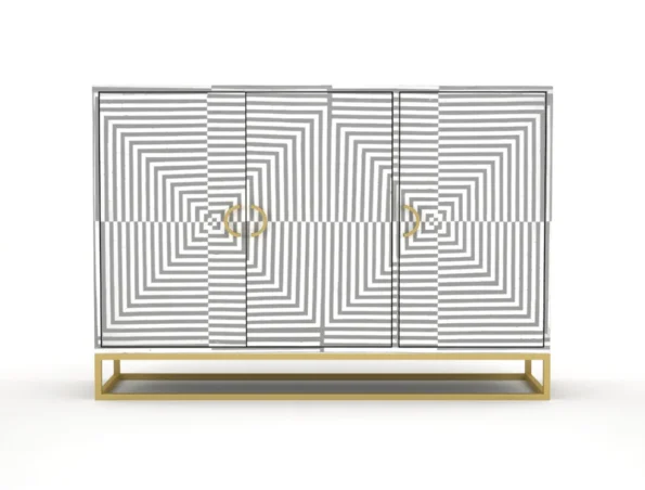 triangle pattern geometric black bone inlay black dresser