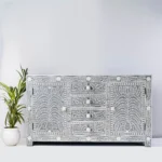 gray floral pattern bone inlay sideboard
