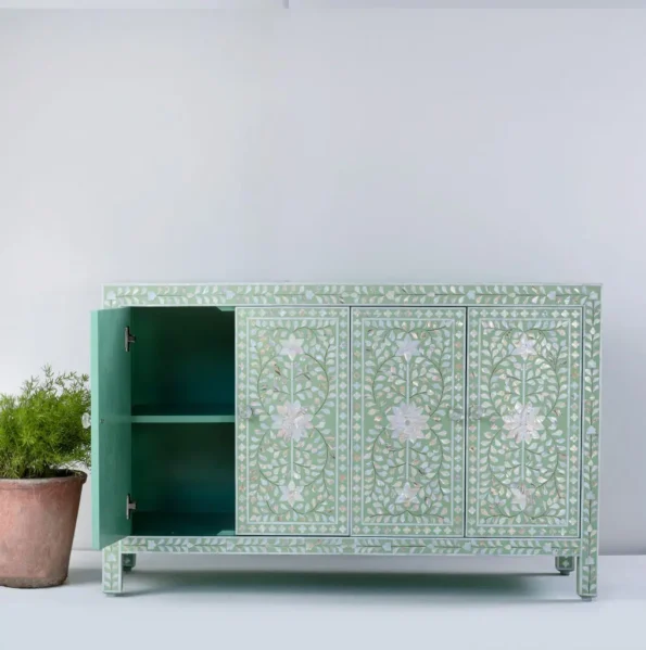 Lime Green Bone Inlay SideBoard Side scaled