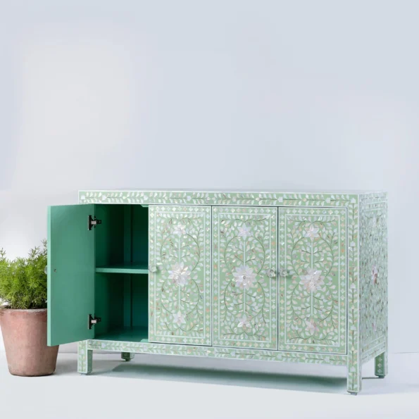 Lime Green Bone Inlay SideBoard Side scaled