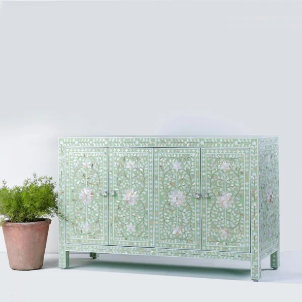 Lime Green Bone Inlay SideBoard Side scaled