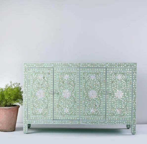 Lime Green Bone Inlay SideBoard Side scaled