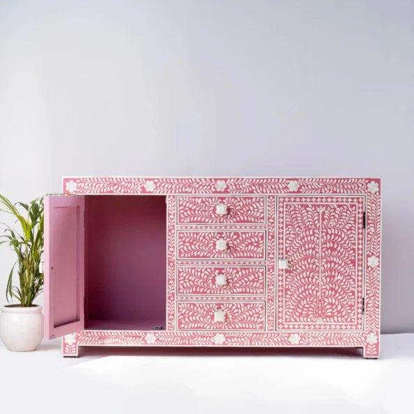 Pink Bone Inlay Sideboard Side scaled