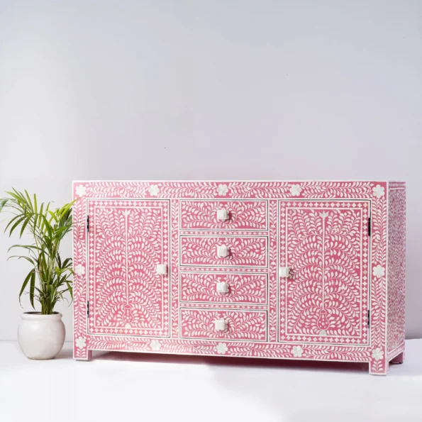 Pink Bone Inlay Sideboard Side scaled